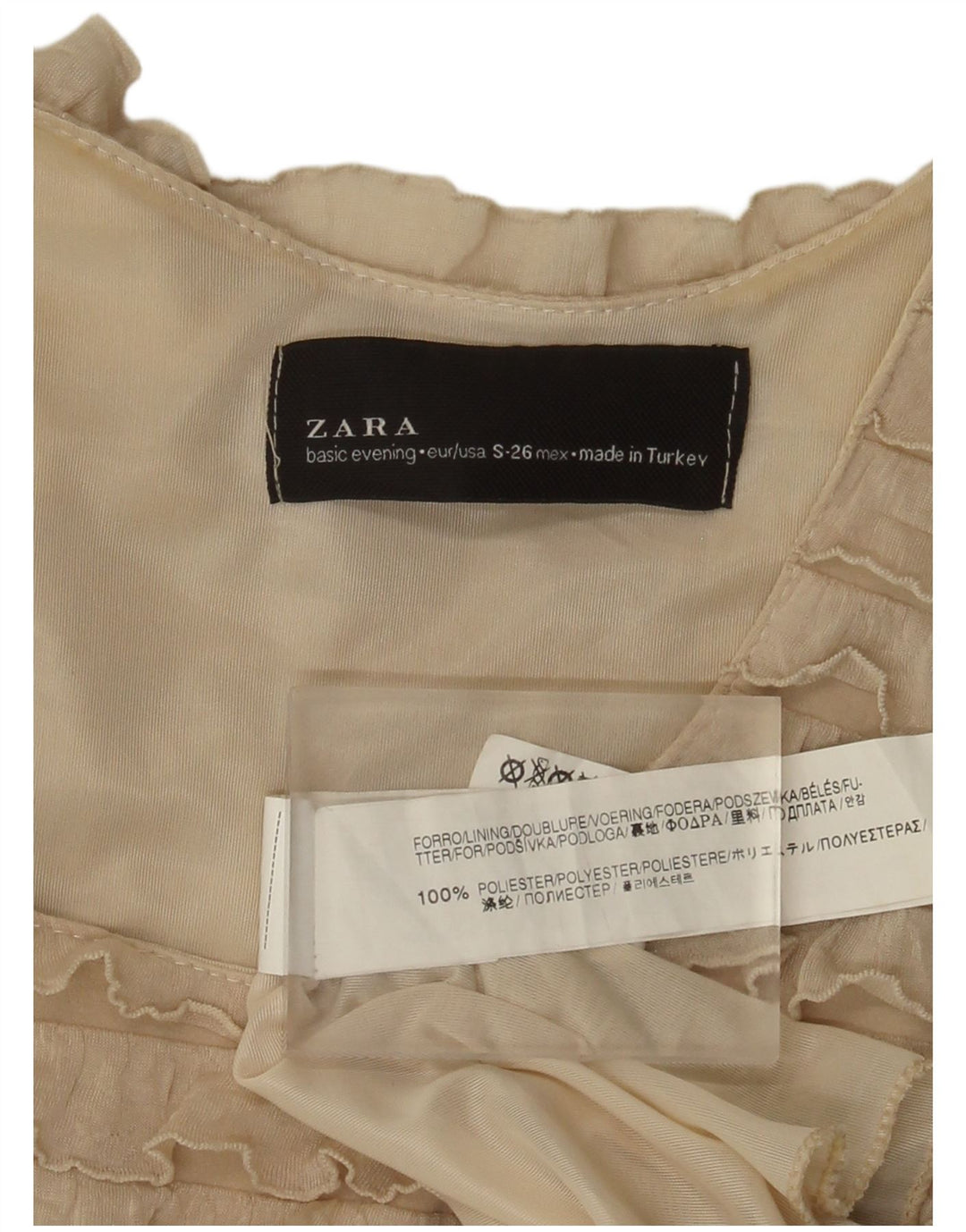 Rochie fără mâneci pentru femei Zara UK 8, poliester bej mic
