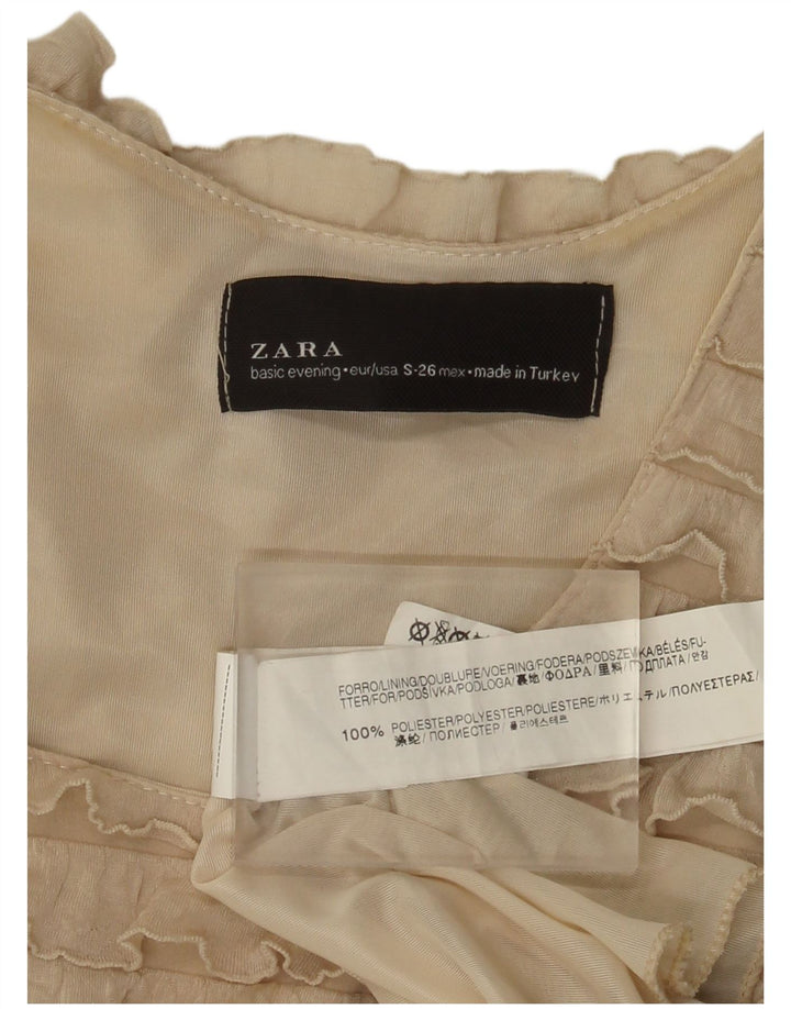 Rochie fără mâneci pentru femei Zara UK 8, poliester bej mic