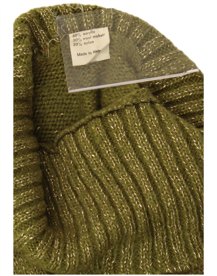 VINTAGE Pulover cu gât rulat pentru femei UK 16, mare, verde, acrilic