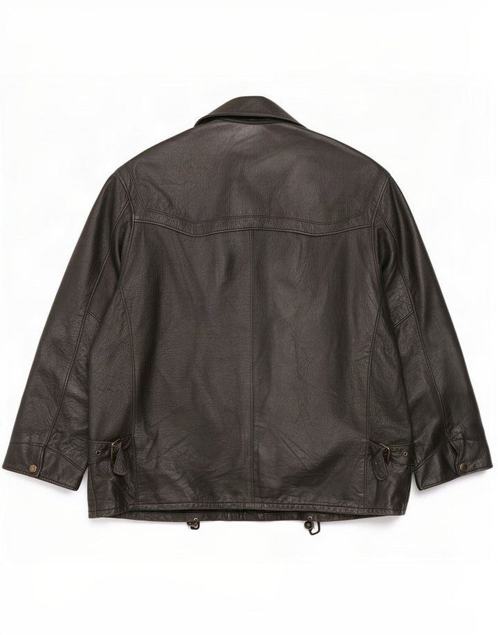 Jachetă de piele vintage pentru bărbați UK 42 XL neagră
