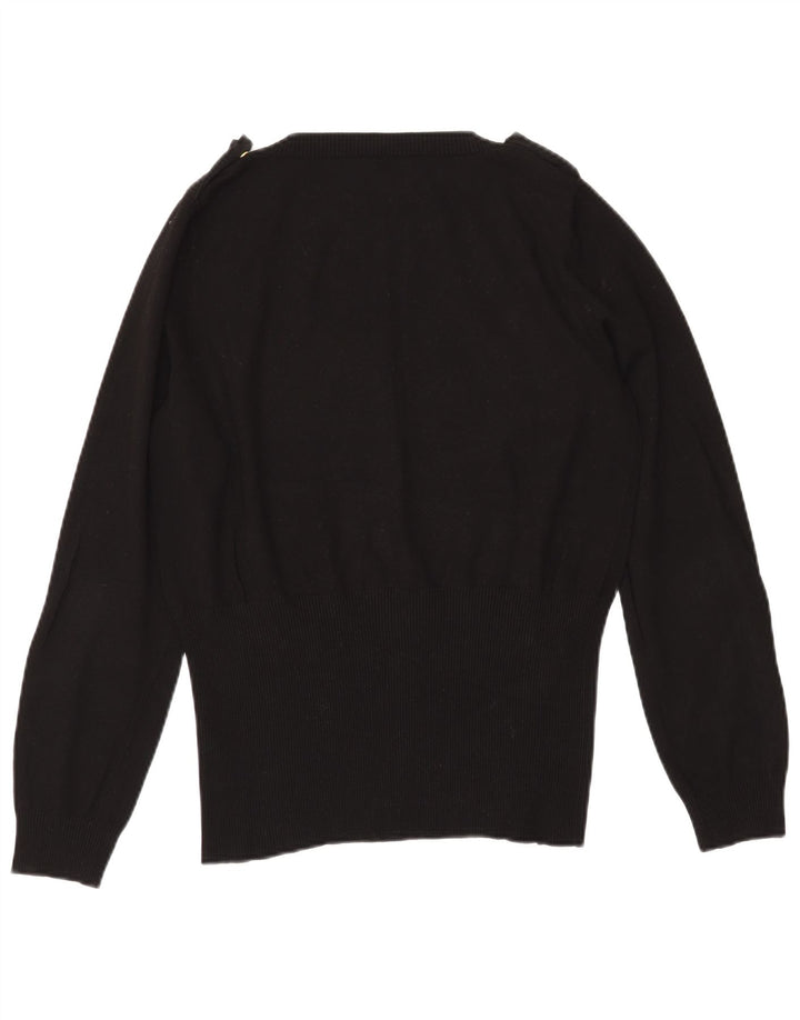 MARELLA Pulover militar cu decolteu în V pentru femei UK 20 2XL Viscoză neagră