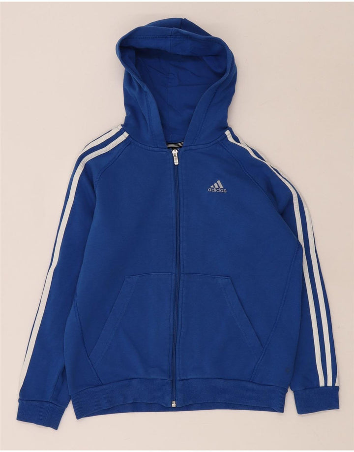 Pulover ADIDAS pentru băieți, cu fermoar, 11-12 ani, bumbac albastru