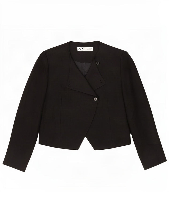 Jachetă pentru femei Zara cu 1 nasture, UK 18 XL, viscoză neagră