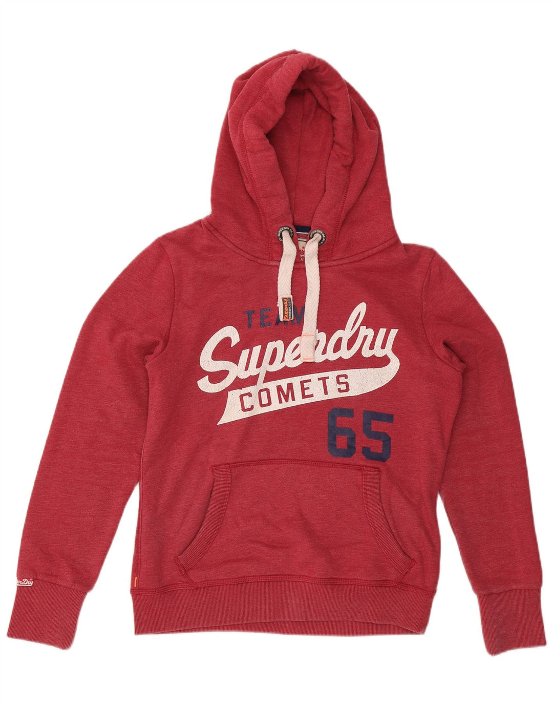 SUPERDRY Pulover cu glugă cu grafic pentru femei UK 16, mare, roșu, bumbac