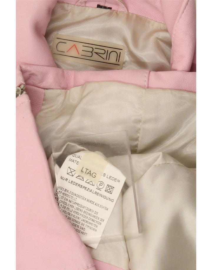 Jachetă de piele pentru femei CABRINI UK 16, mare, roz, din piele