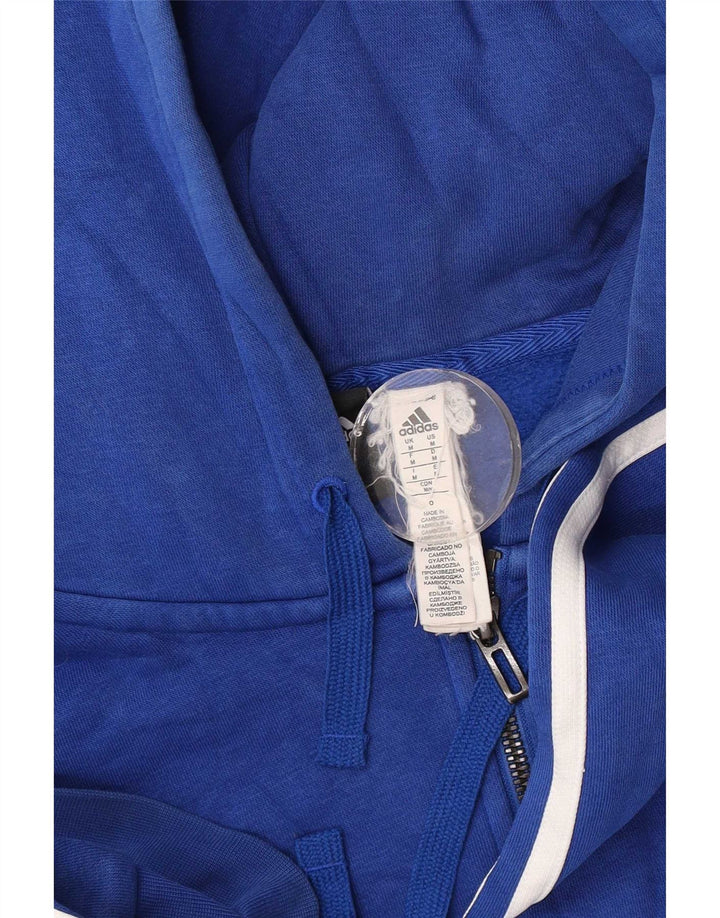 Pulover Adidas pentru bărbați, cu fermoar, bumbac albastru mediu