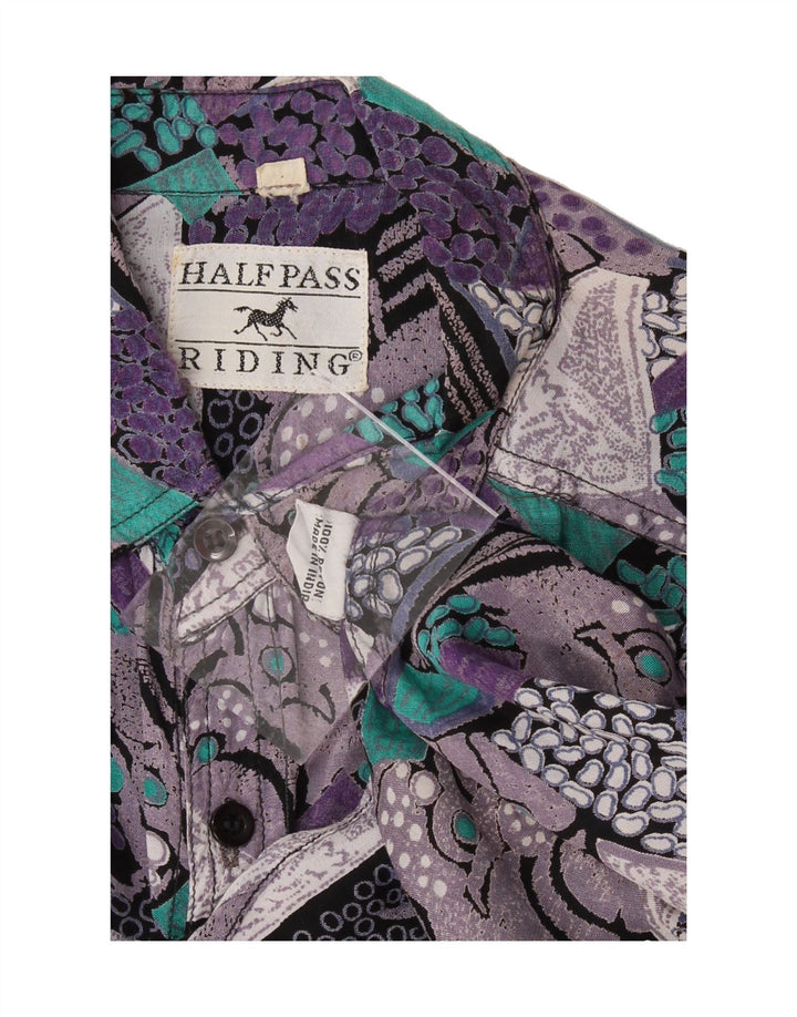 VINTAGE Mens Short Sleeve Shirt XL Purple Geometric Rayon Vintage Vintage and Second-Hand Vintage from Messina Hembry 