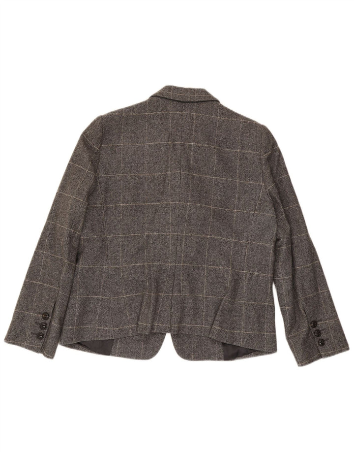 Jachetă pentru femei Armani Collezioni cu 3 nasturi IT 50 XL Lână cu carouri gri
