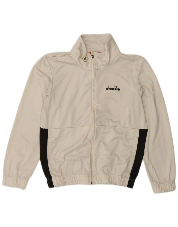 DIADORA Womens Tracksuit Top Jacket UK 16 Large White Colourblock