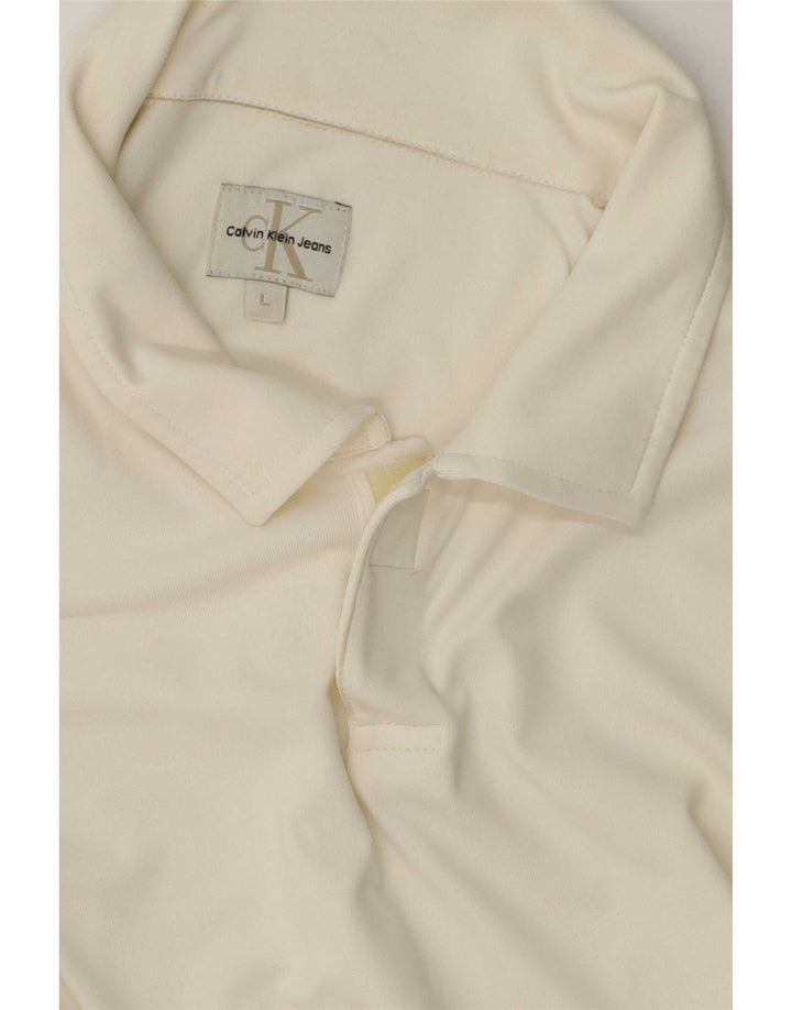 Calvin Klein Jeans Cămașă polo pentru bărbați, mare, alb