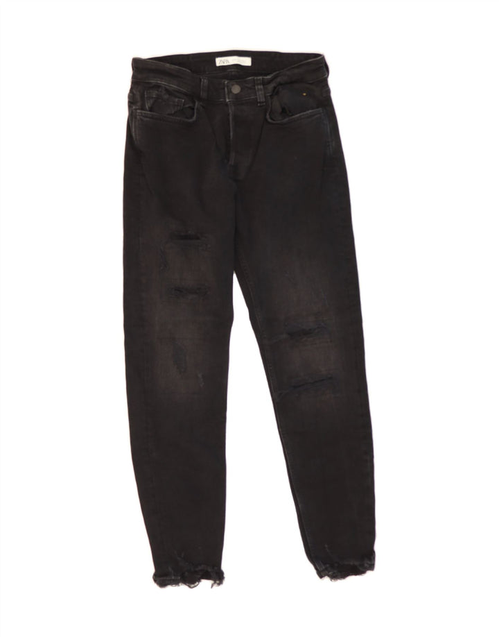 ZARA Womens Distressed Slim Jeans EU 40 Medium W30 L29 Black Cotton Vintage Zara and Second-Hand Zara from Messina Hembry 