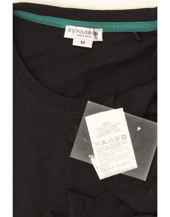 U.S. Polo Assn. Top grafic pentru bărbați cu mânecă lungă, bumbac mediu negru