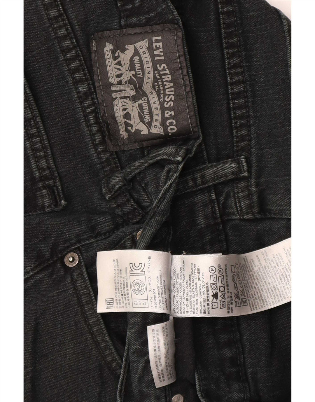 Blugi drepti pentru bărbați Levi's W34 L30 bumbac negru