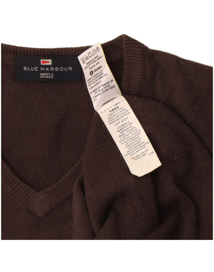 Pulover cu decolteu în V Blue Harbour pentru bărbați Marks & Spencer, maro mediu