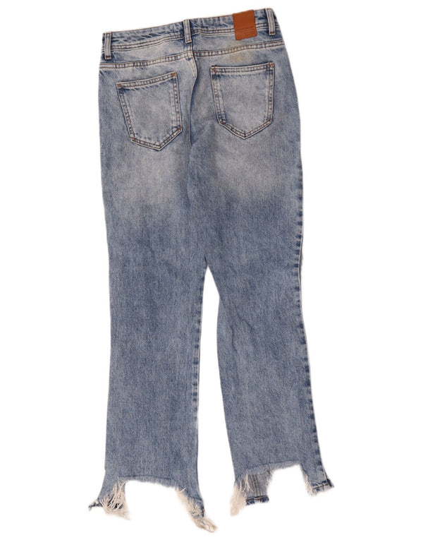 Blugi drepti distressed pentru femei Zara EU 34 2XS L24 L29 Albastru Floral