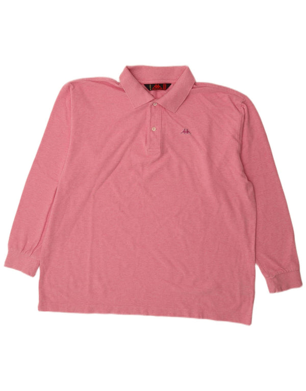 Cămașă polo pentru bărbați Kappa cu mânecă lungă, cu formă normală, bumbac roz 2XL