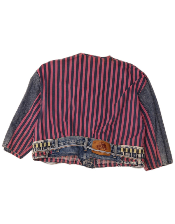 Top cardigan vintage pentru femei cu mâneci 3/4 EU 40/42 mediu bleumarin cu dungi