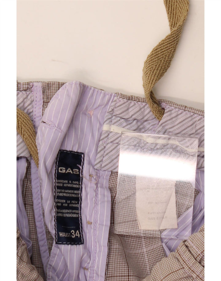 Pantaloni scurți chino pentru bărbați Gas W34 Large Gri Check