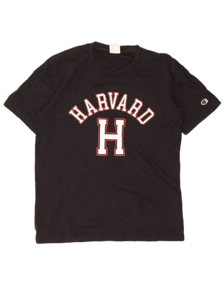 Tricou grafic Harvard pentru bărbați Champion Top, bumbac mediu negru