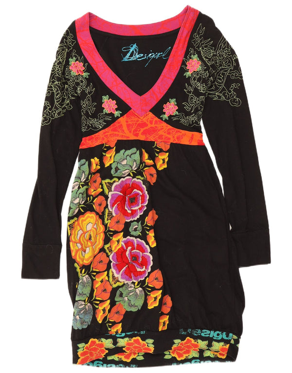 Rochie teacă cu mânecă lungă Desigual pentru femei UK 12 Medium Black Floral