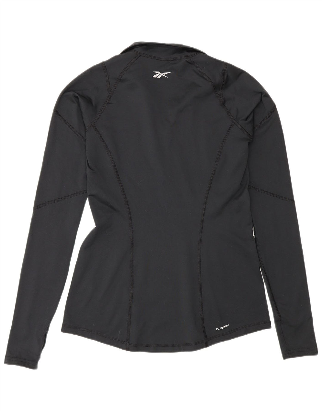 Top de trening Reebok pentru femei, cu fermoar și gât, din poliester negru mediu UK 12