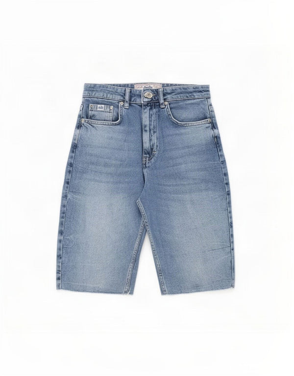 Pantaloni scurți din blugi pentru femei Superdry W28, bumbac albastru mediu