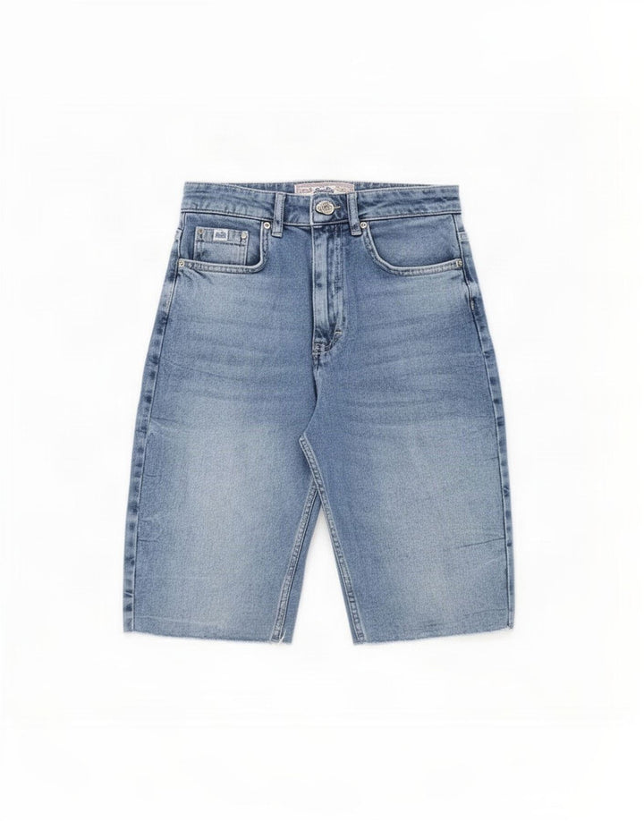 Pantaloni scurți din blugi pentru femei Superdry W28, bumbac albastru mediu