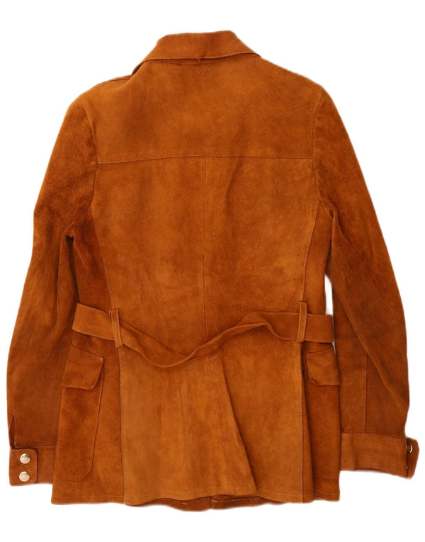 Jachetă vintage de piele intoarsa pentru femei UK 10 Small Brown