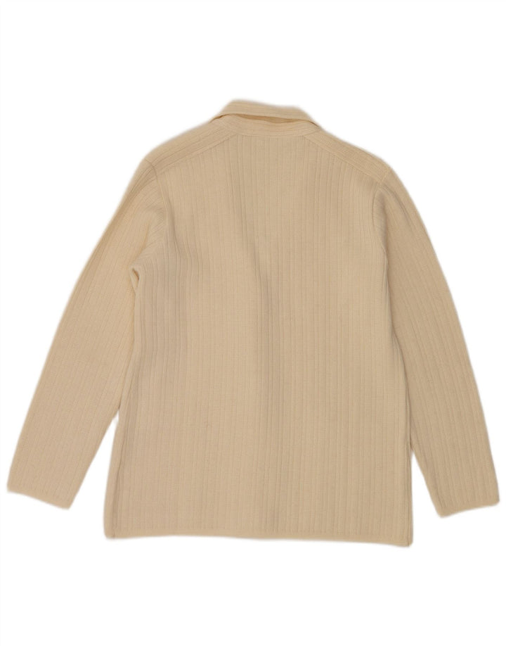 Pulover cardigan supradimensionat pentru femei CAGI IT 34 2XS alb catifelat
