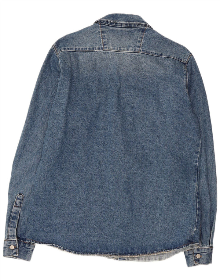 Cămașă pentru bărbați VINTAGE din denim învechit, mare, albastru, bumbac