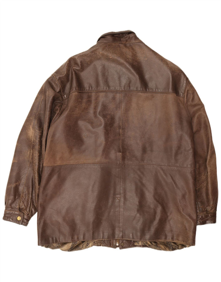 Jachetă de piele vintage pentru bărbați UK 44 2XL maro