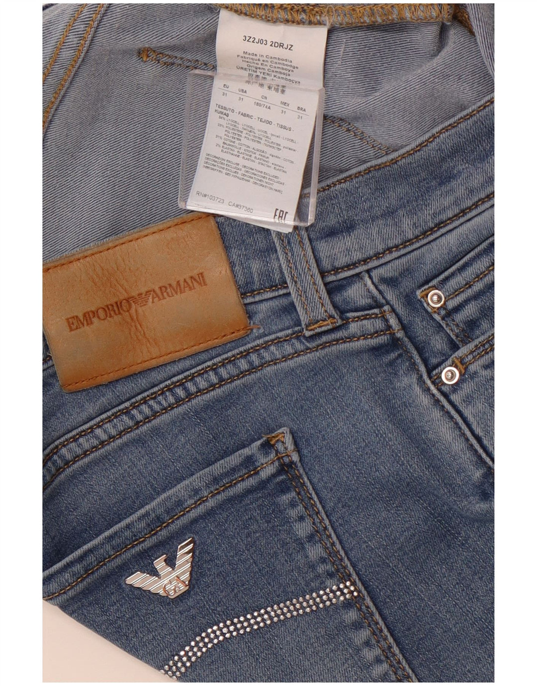 EMPORIO ARMANI Blugi de dama cropped W31 L25 Blue Lyocell