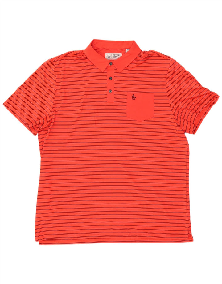 PENGUIN Tricou polo pentru bărbați XL poliester cu dungi roșii