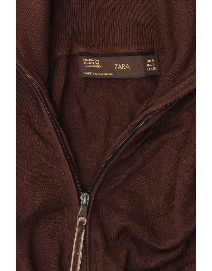 Pulover cardigan pentru femei Zara UK 8 mic, maro, raion