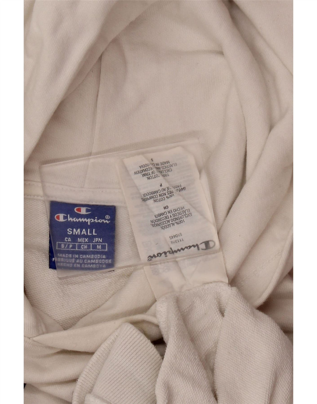 Pulover pentru damă CHAMPION Crop Graphic cu mânecă scurtă cu glugă UK 10 Small White