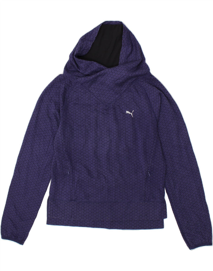 PUMA Womens Sweatshirt Jumper UK 10 Small Purple Spotted Polyester Vintage Puma and Second-Hand Puma from Messina Hembry 