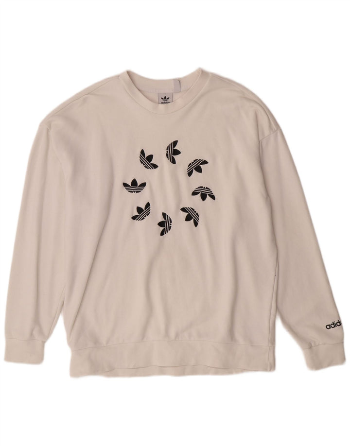 Pulover cu grafic supradimensionat ADIDAS pentru femei UK 12 Medium Off White