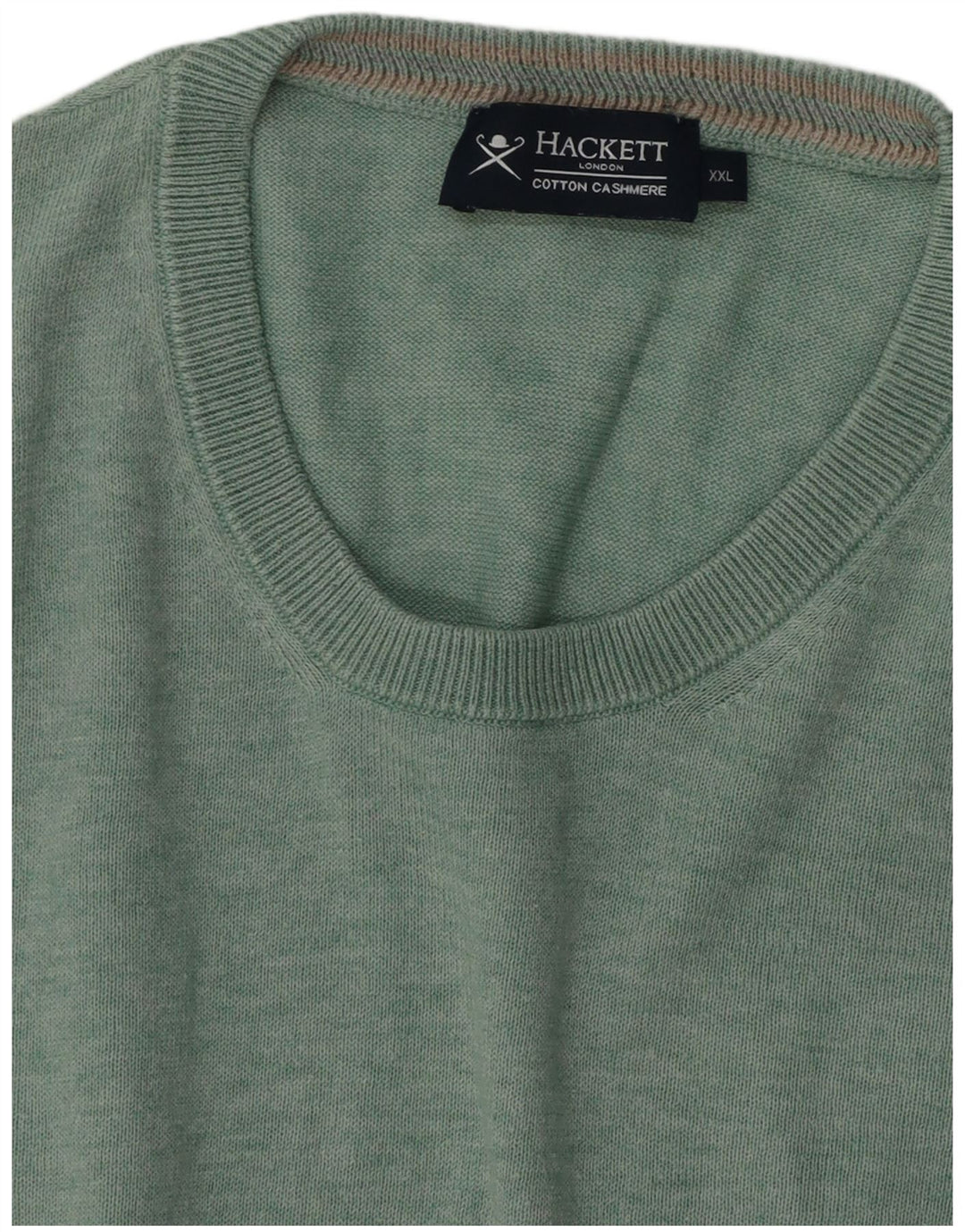 Pulover Hackett pentru bărbați cu gât roșu, bumbac verde 2XL