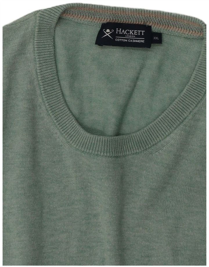 Pulover Hackett pentru bărbați cu gât roșu, bumbac verde 2XL