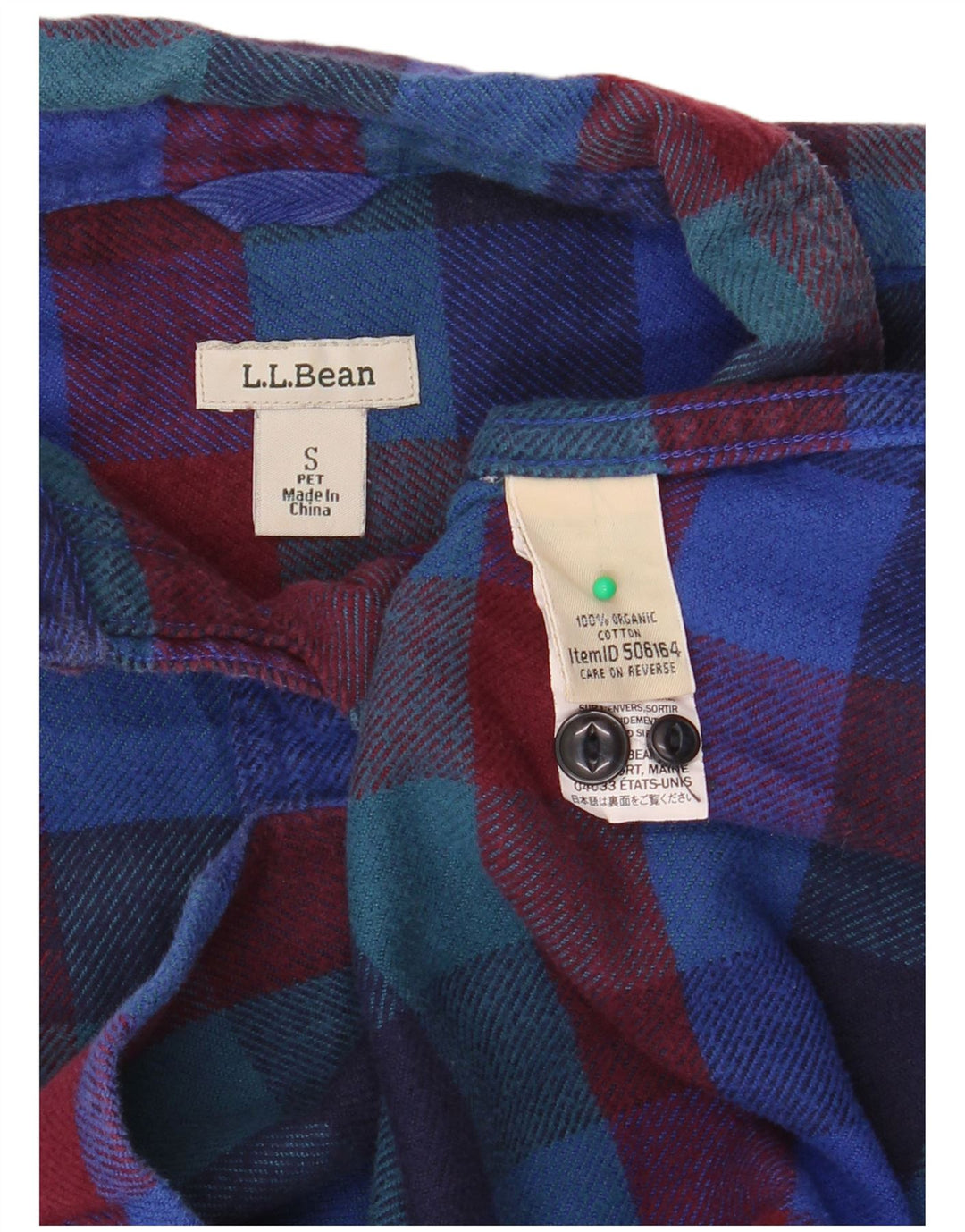 Cămașă de flanel supradimensionată pentru femei L.L.BEAN UK 10, carouri mici, multicolore
