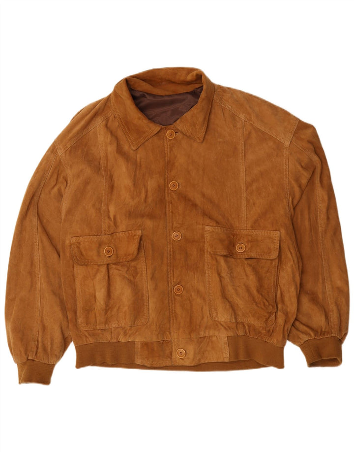 Bomber vintage pentru bărbați din piele intoarsa UK 44 2XL maro