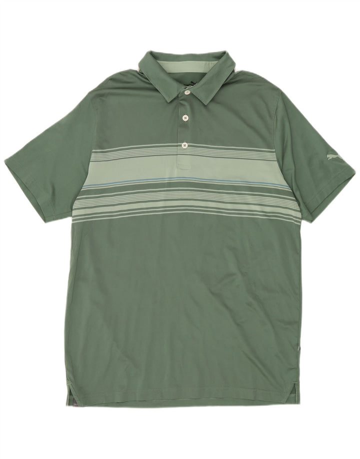 Tricou polo pentru bărbați PUMA cu dungi verzi medii