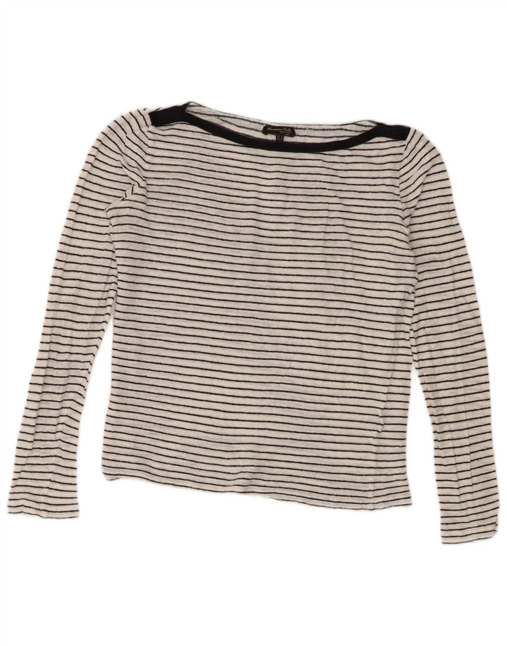 Top pentru femei Massimo Dutti cu mânecă lungă UK 10 mic cu dungi albe nautice