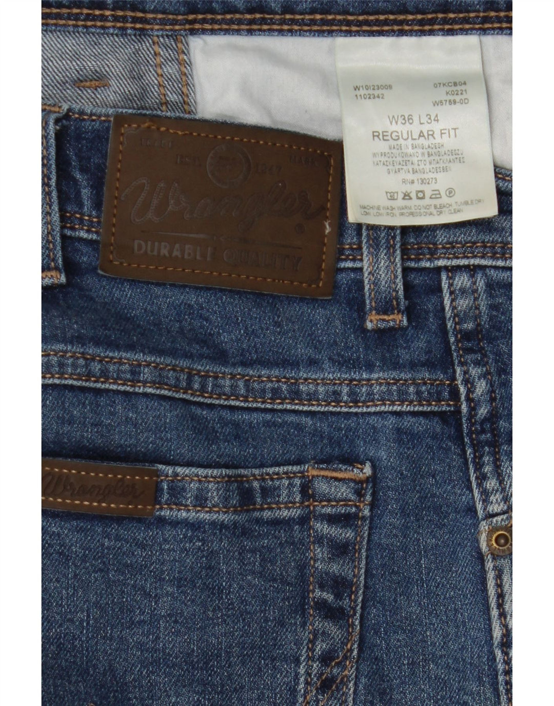 WRANGLER Blugi drepti pentru bărbați W36 L34 Bumbac albastru