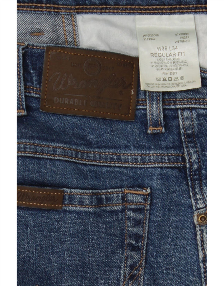 WRANGLER Blugi drepti pentru bărbați W36 L34 Bumbac albastru