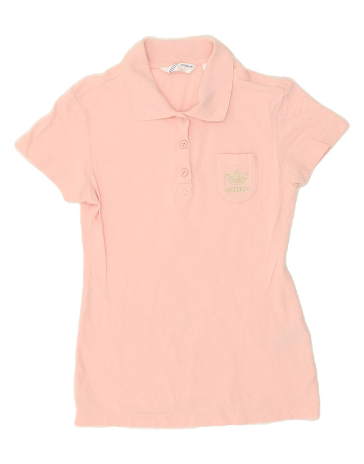 ADIDAS Womens Graphic Polo Shirt EU 40 Medium Pink Polyester | Vintage Adidas | Thrift | Second-Hand Adidas | Used Clothing | Messina Hembry 