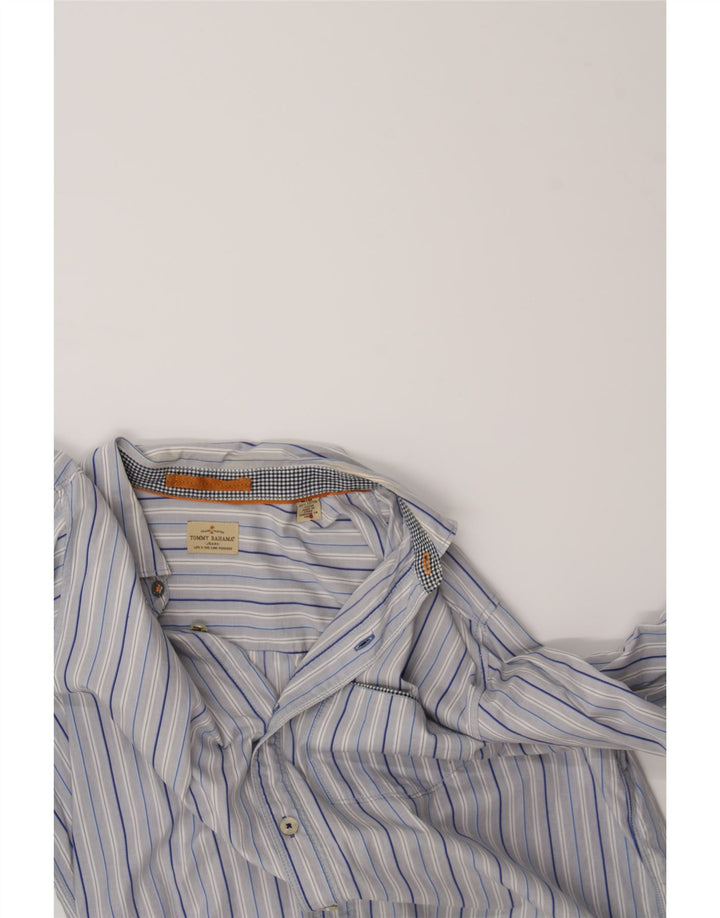 TOMMY BAHAMA Mens Shirt Medium Blue Striped Cotton Vintage Tommy Bahama and Second-Hand Tommy Bahama from Messina Hembry 