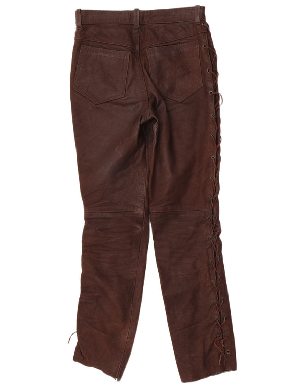 Pantaloni slim din piele intoarsa pentru barbati Pantera W31 L31 piele maro