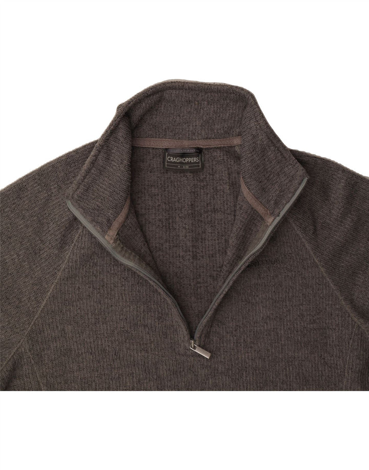 CRAGHOPPERS Mens Zip Neck Sweatshirt Jumper Medium Grey Polyester Vintage CRAGHOPPERS and Second-Hand CRAGHOPPERS from Messina Hembry 