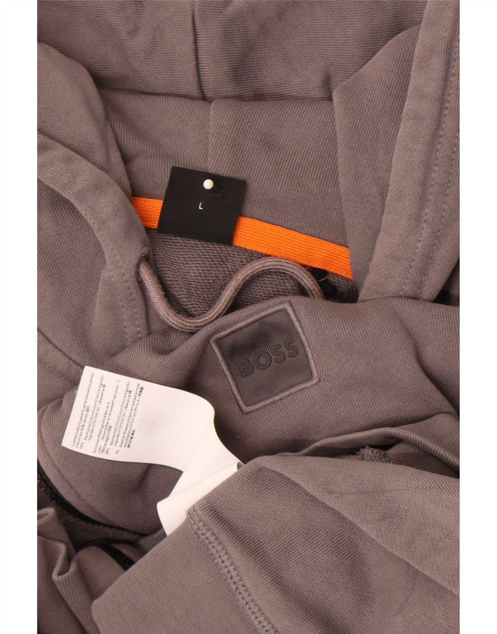 Pulover Hugo Boss pentru bărbați, cu fermoar, bumbac mare, gri